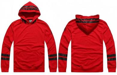 HOT RED BLACK HOODIE PULLOVER POCKET SHiRT SWEATER
