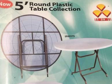 3V Round Folding Plastic Table Meja Plastik Bulat