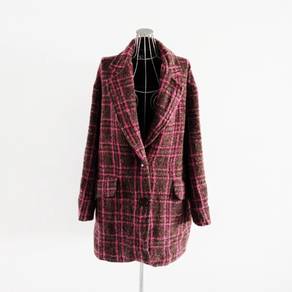 Zara Wool Blend Plaid Jacket Coat Collared Lined