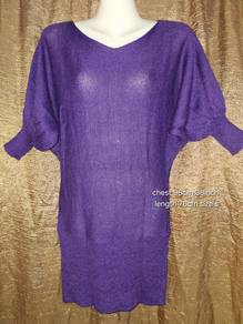 Purple Batwing Knit Top / Loose Oversized Sweater 