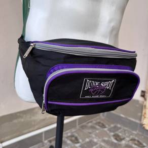 Dunk Shot brand black and purple fanny packs