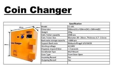 Laundry Coin/Token Changer Machine Front/Back Dor.