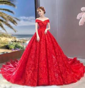 Red wedding bridal dress gown plus size RB1861