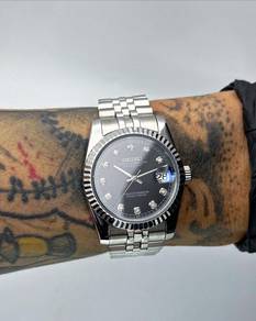 Custom Seiko Mod 36mm Black Diamond DateJust