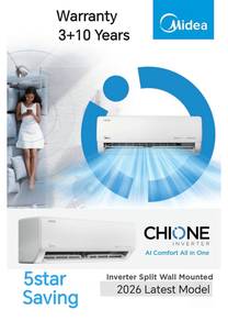 Midea 1.5hp 5star Inverter Aircond + pasang