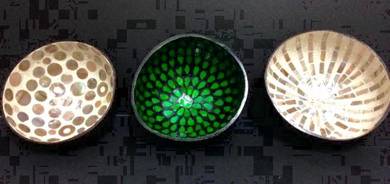 Oyster Shell Lacquered Coconut Bowls #2 (New)