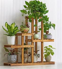 Plant Flower Stand Wooden Shelf Garden Rack Rak