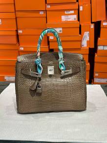 Authentic Hermes Birkin 30 Etoupe Exotic Crocodile