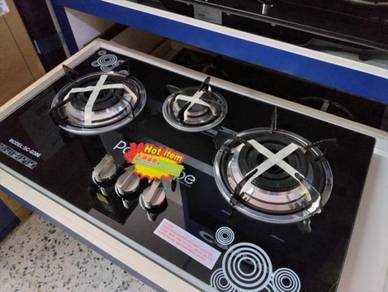 New 3 Burner Glass HOB BGH-2338 Black