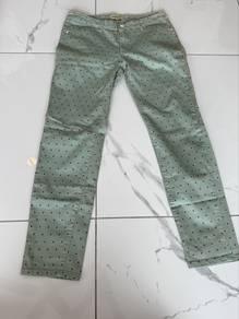 Green Polka Dot Skinny Fit Jeans for Casual Wear
