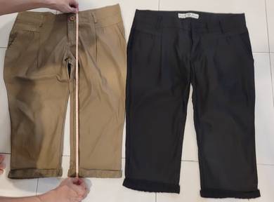 Low waist ladies knee length pants woman girl