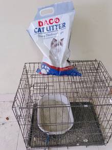 Sangkar Kucing Besar + Litter Tray + Pasir Kucing 