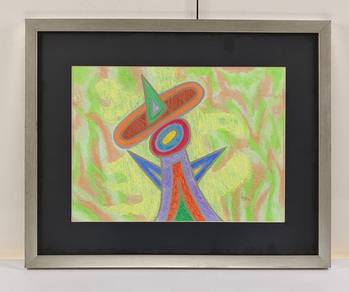 Framed Geometric Abstract Colour Pencil Drawing
