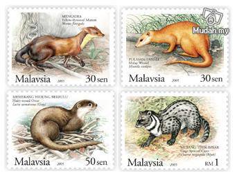 Mint Stamps Protected Mammals Malaysia 2005
