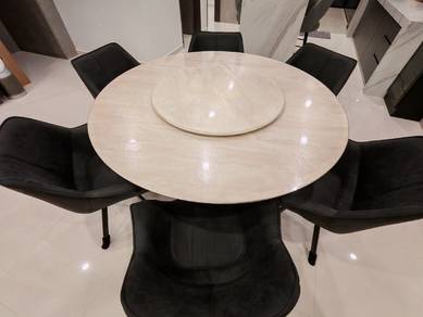 Marble Dining Table 5ft with Lazy Susan 