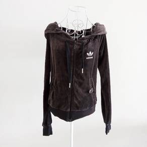 Adidas wide shoulder velvet zip up hoodies