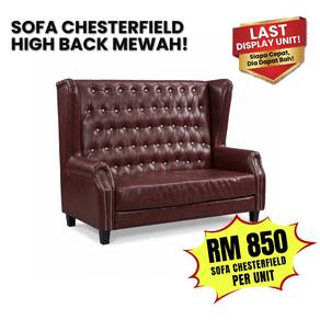 Sofa Chesterfield Maroon 2 Seater High Back Mewah