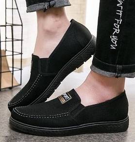 A0261 Retro Black Loafers Slip On Kasut Shoes