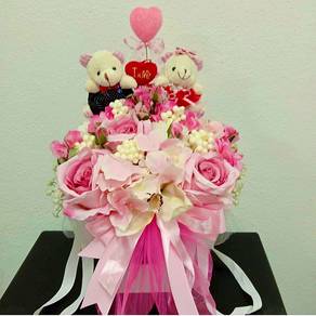 Artificial Flower & Bear in Box