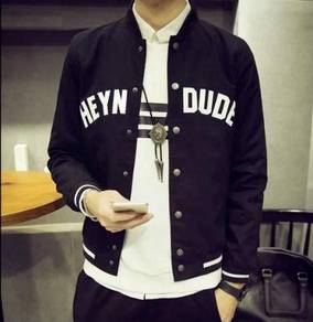 B0374 BLACK BASEBALL JACKET VARSiTY BOMBER SWEATER