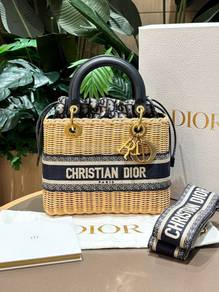 Christian Dior Medium Lady Dior Bag In Rattan