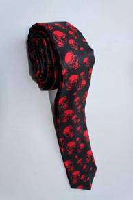 SLIM Halloween Symbol Skull RED #2 Cartoon NeckTie