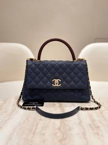 Chanel Coco Top Handle Small Lizard Blue Caviar