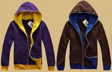 A0343 SWEATER COLORFUL ZiPPER BROWN HOODIE JACKET