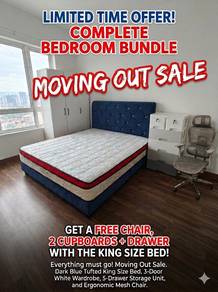 King Bed ( Free 2 Wardrobes + Storage & Chair)