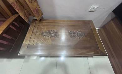 Wooden Sofa Set + Dining Table – Good Condition 🔥