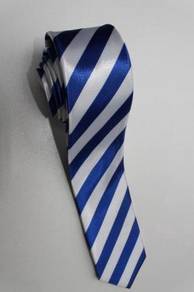 SLIM Blue White Top Quality Striped Neck Tie