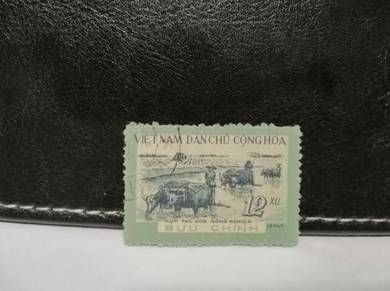 1960 Vietnam Stamp Agriculture Buffalo Farmer