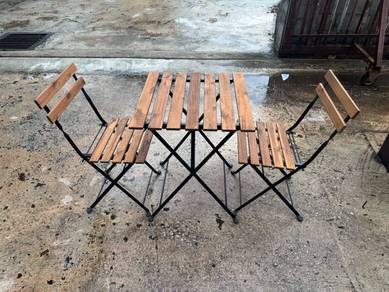 (IKEA) Foldable Table Meja + 2 Chairs Kerusi