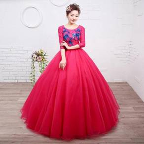 Pink long sleeve prom wedding dress RBMWD0212