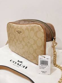 COACH Signature Monogram Camera Bag Gold Chain