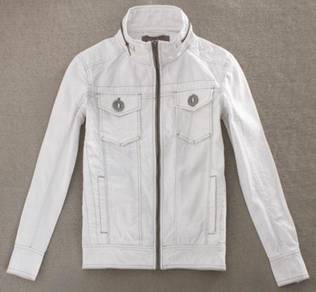 A0399 WHiTE VINTAGE DENIM ZIPPER COAT JEANS JACKET