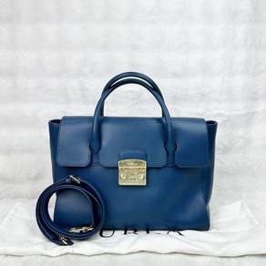 Furla Metropolis Leather Satchel Blue Bag