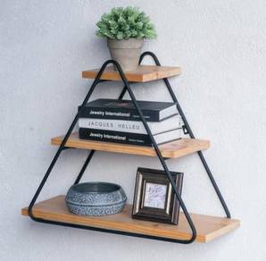 Triangle Wall Shelf storage black solid wood NSW