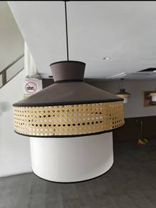 Japanese Rattan Ceiling Pendant Light Vintage