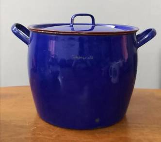 Antique enamel pot navy blue