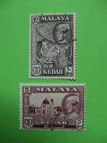 Set 2 Setem (Stamp) Negeri Kedah 5 sen & 10 sen
