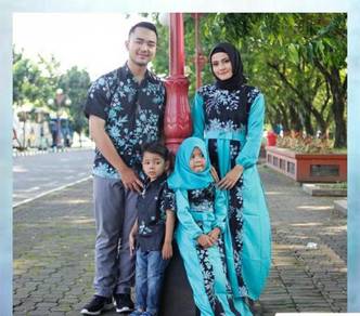 Muslimah Baju raya keluarga blue black yellow red