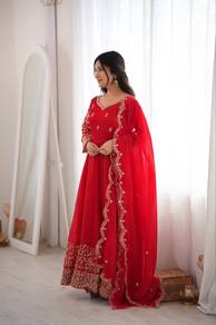 Anarkali Red Fully Stitched
