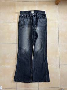 Black Washed Flared Baggy Jeans