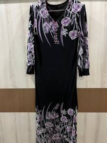 Stretchable Floral Purple Glittery dress