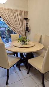 Elegant Round Marble Dining Table with 6 chairs