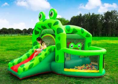 Kids Frog Water Slide Bouncy Mainan Lompat Budak