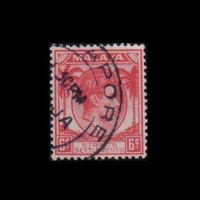 1937 Straits Settlements King George VI 6c Stamp