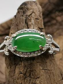 Hijau Ais 100% Jadeit Burma Asli Jenis A