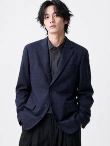 Uniqlo Japan Premium Wool Super 110s Check Blazer